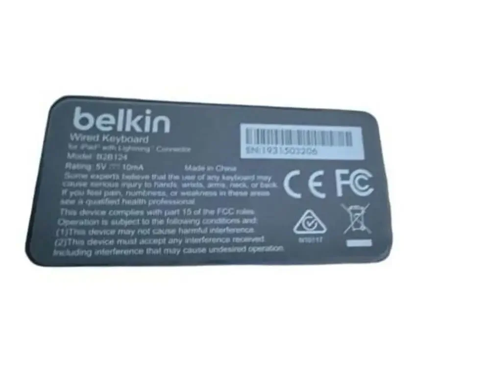 Belkin Wired Keyboard for iPad with Lightning Connector, Model B2B124